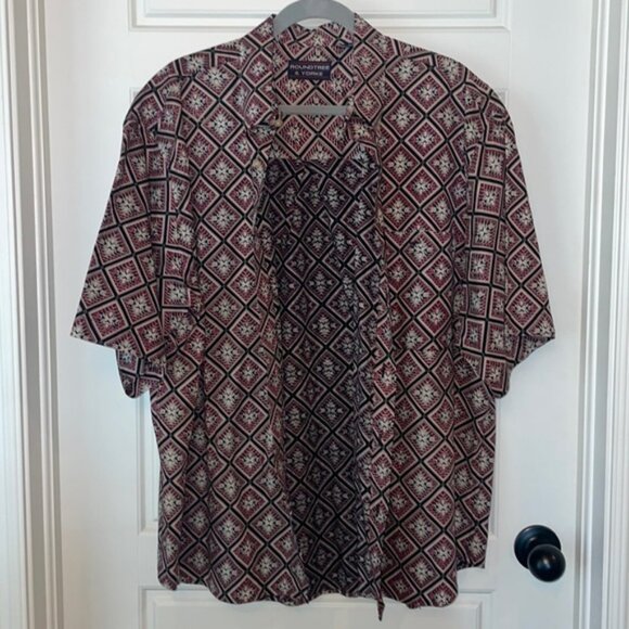 Roundtree & Yorke Short Sleeve Colorful Plaid Button Down - Picture 1 of 1